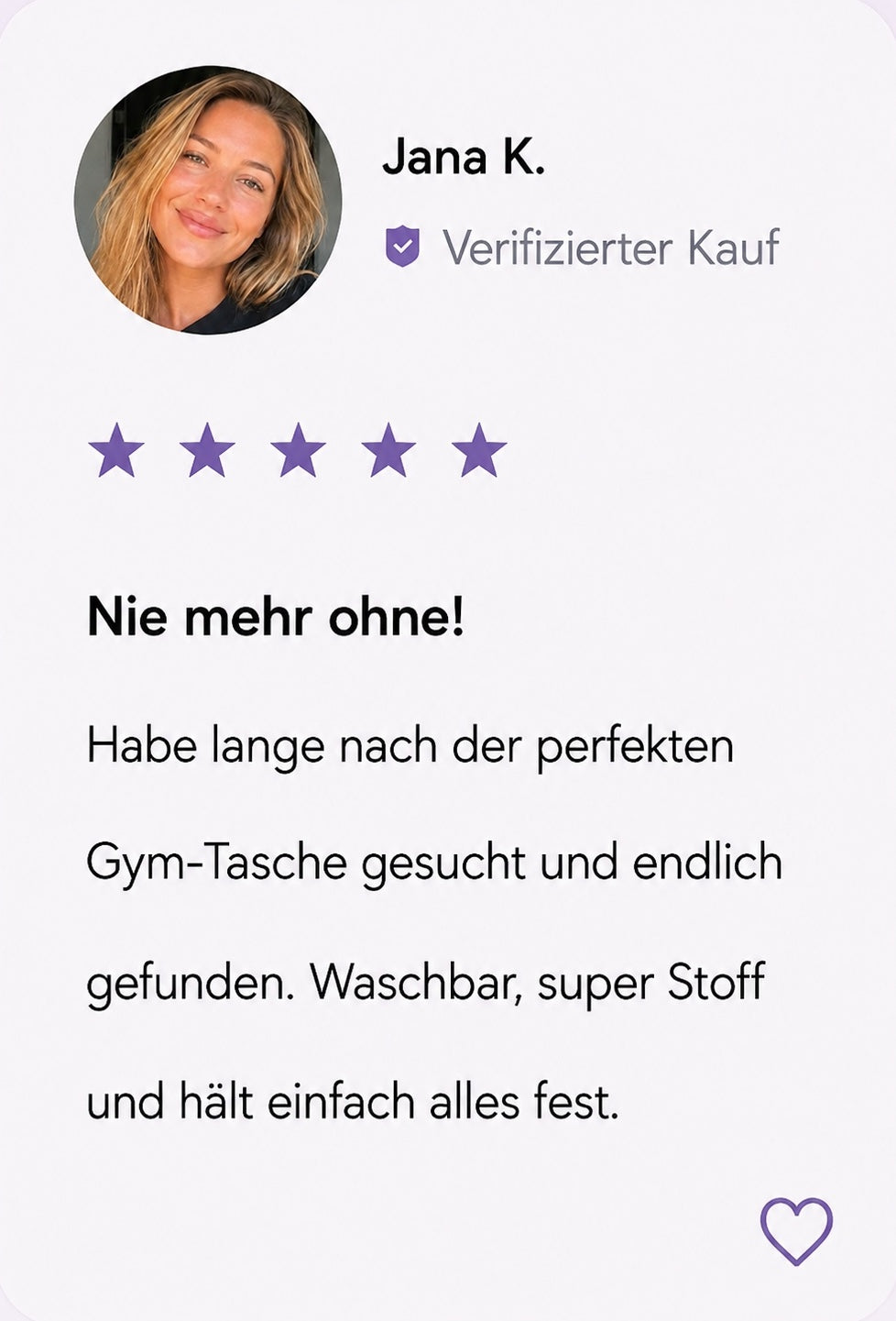Laura B., Ich liebe diese Tasche. Endlich alles an meinem Platz und der magnetische Halt ist ein Gamechanger im Gym. Dazu noch super schön.